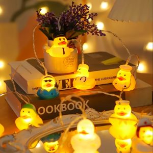 [Creative LED] One set of 10 ducks | 2 meters creative LED yellow duck style lights | multi-functional home decoration | suitable for bedrooms and holiday decorations | suitable for Christmas, Halloween, Easter, New Year celebrations, summer pool decorati