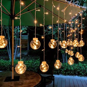 137.79 Inch Fairy String Lights with 108 LED Bulbs, 12 Clear Ball Lights, Battery Powered, No Plug Required, Wall Mounted, Perfect for Christmas, Valentine's Day, Birthday, Classic Style, Indoor String Lights, Holiday Decoration, Best for Christmas, Perfe